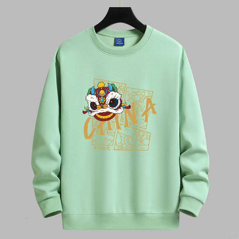 Fleece-Lined Men's Long-Sleeve Sweatshirt With A Round Neck, Autumn And Winter Base Shirt, New Loose-Fitting Unisex Couple's Jacket Luanyun