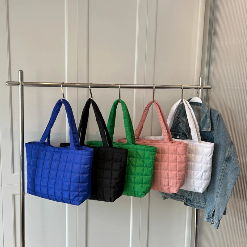 Large Capacity Winter Shoulder Bag Female Solid Color Handbags Cotton Casual Shopper Tote For Women Fashion Top Handle Bag bolsa260128