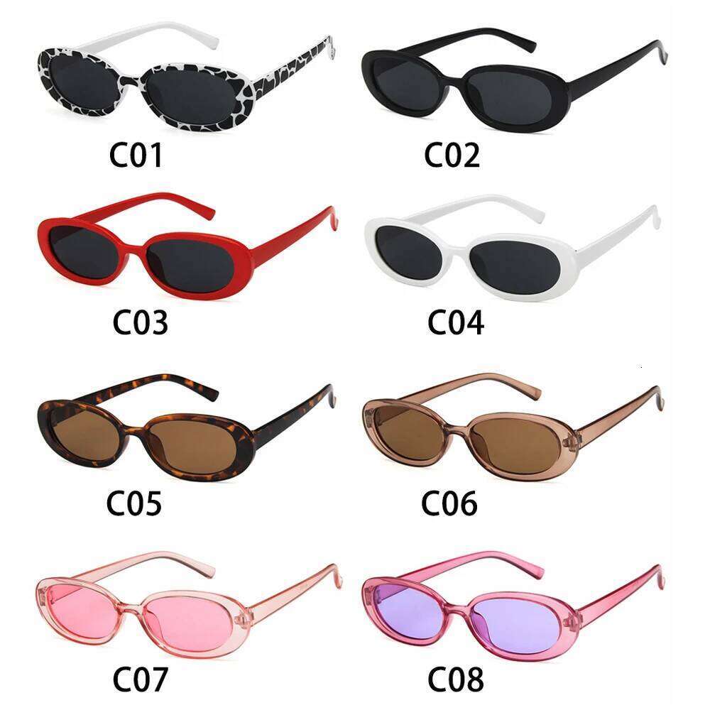 Retro Small Oval Frame Sunglasses Women Black Cow Color Sun Glasses Fashion Shades Polarized Eyewear UV400 Y260207