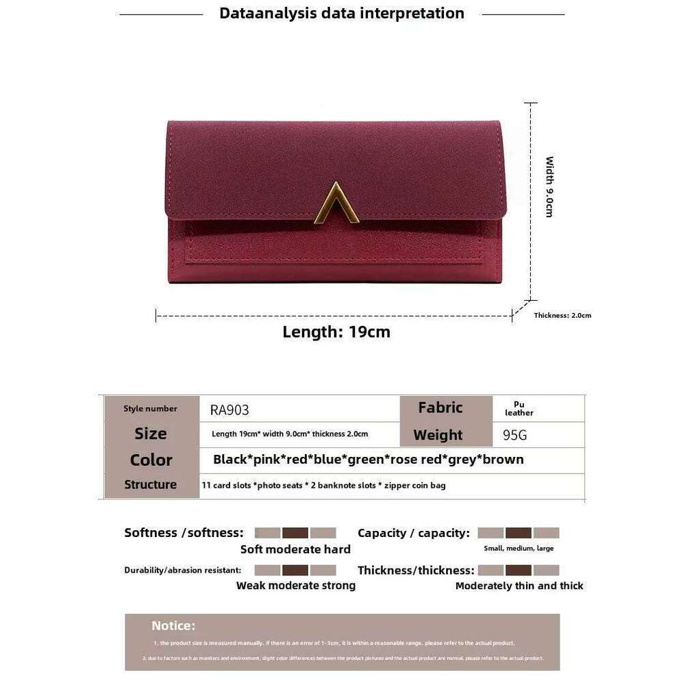 New Korean version women's long V-shaped buckle three fold wallet for women, hand-held bag, change card bag Y260206