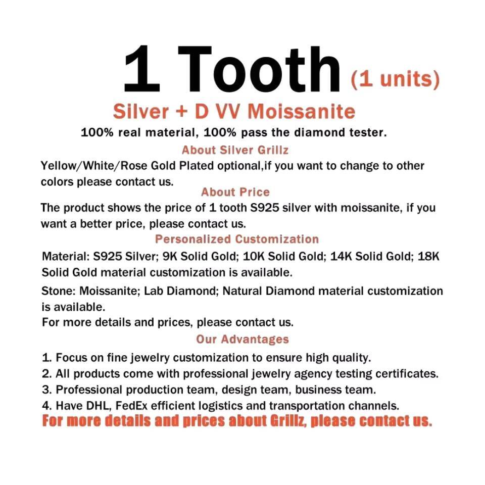 Queensun Custom Fine Rose Yellow Rose Moissanite Teeth Jewelry DEF VVS Iced Grillz 925 Silver Luxury Moissanite Jewelry