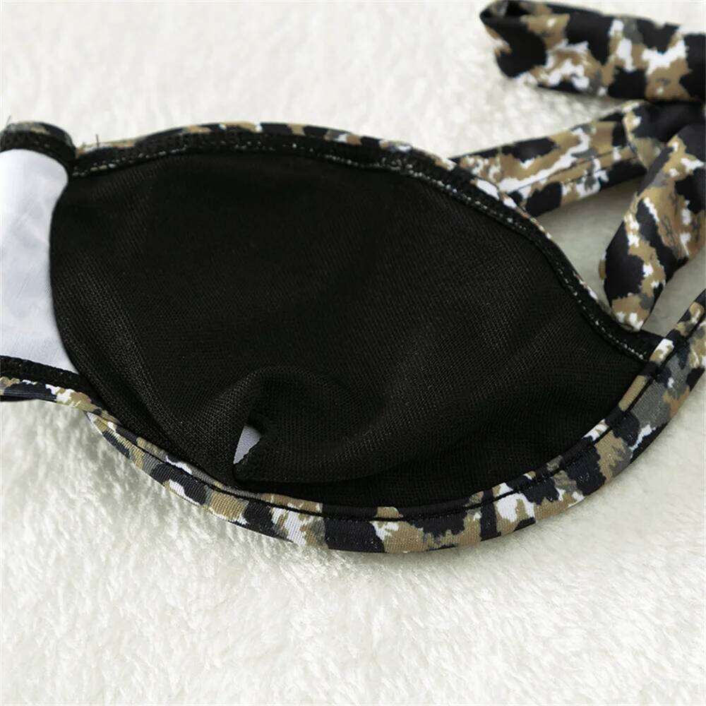 Leopard Print Bikini Push Up Swimsuit Backless Bandage Swimwear Women Micro Bath Suits Vacation Outfit Brazil Beach Tangas Mujer C260207