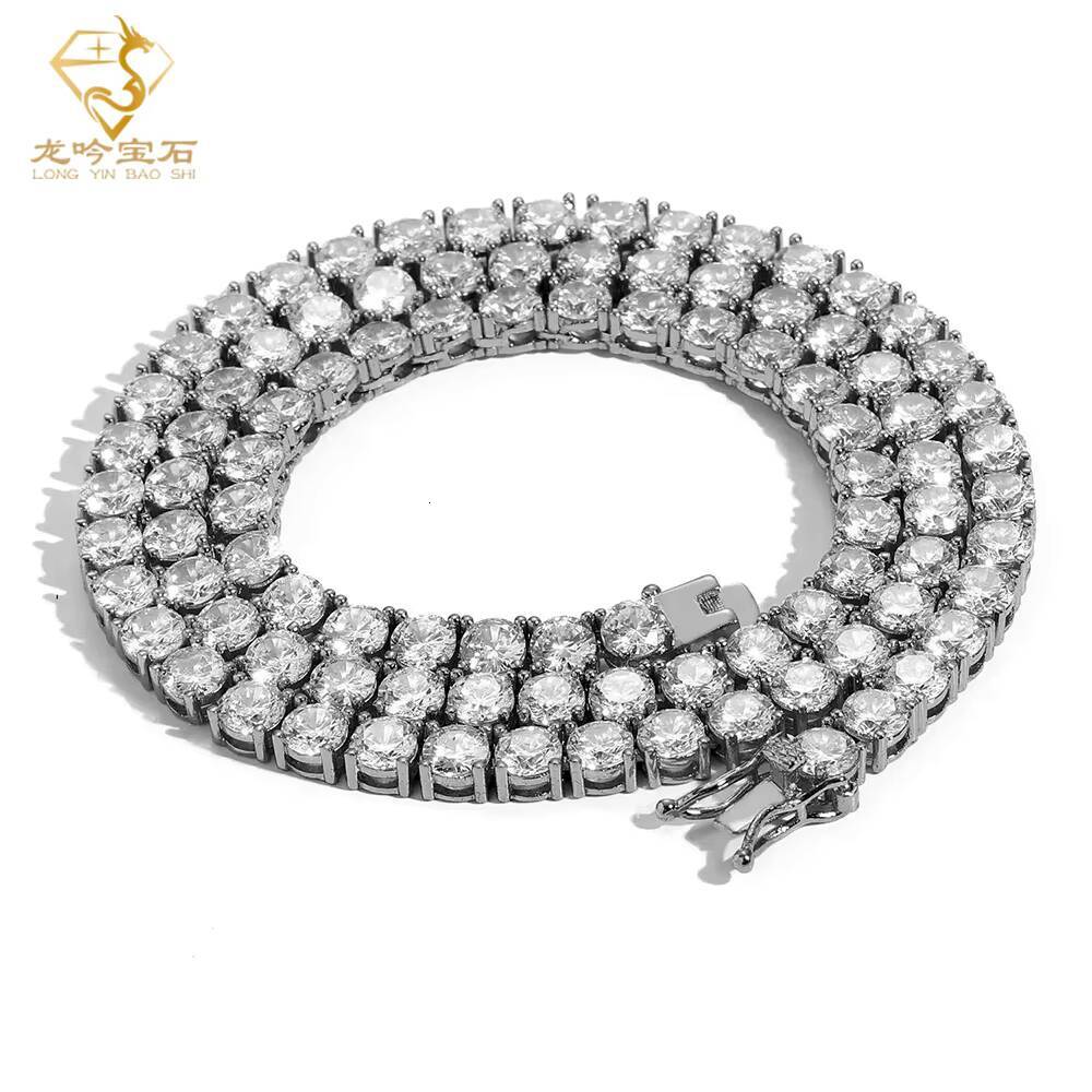 S925 Silver White Gold Plated Moissanite Diamond Tennis Necklace 20inch