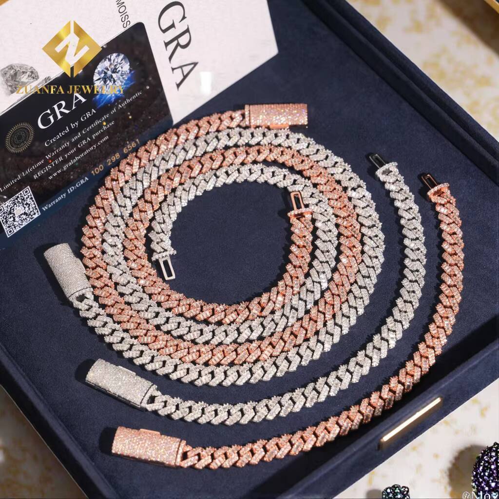 Hot Sale 925 Silver Cuban Link Chain VVS GRA Certificate 8MM Iced Out Hip Hop Moissanite Necklace Fashion Accessory
