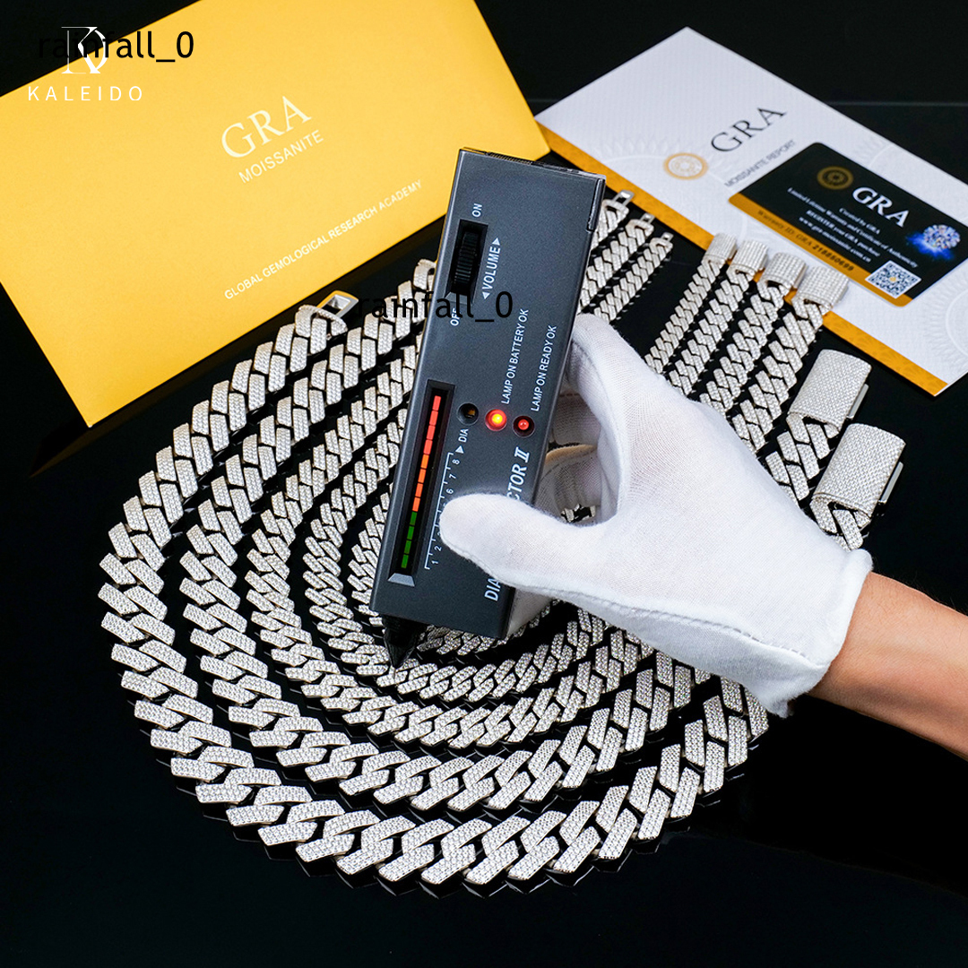 Kaleido Warehouse Fast Delivery Tennis Chain Necklace 925 Sterling Silver VVS Moissanite Diamond Clustered High Quality Stylish