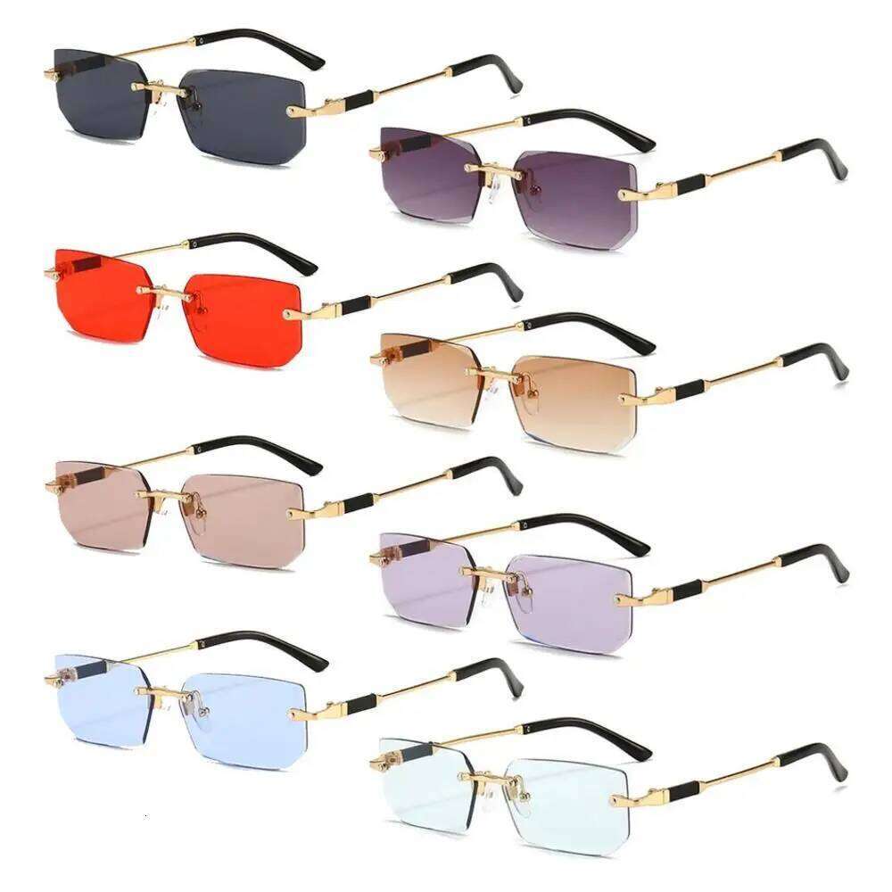 UV400 Rimless Rectangle Sunglasses Fashion Y2K Frameless Sun Glasses Shades for Women & Men Y260207