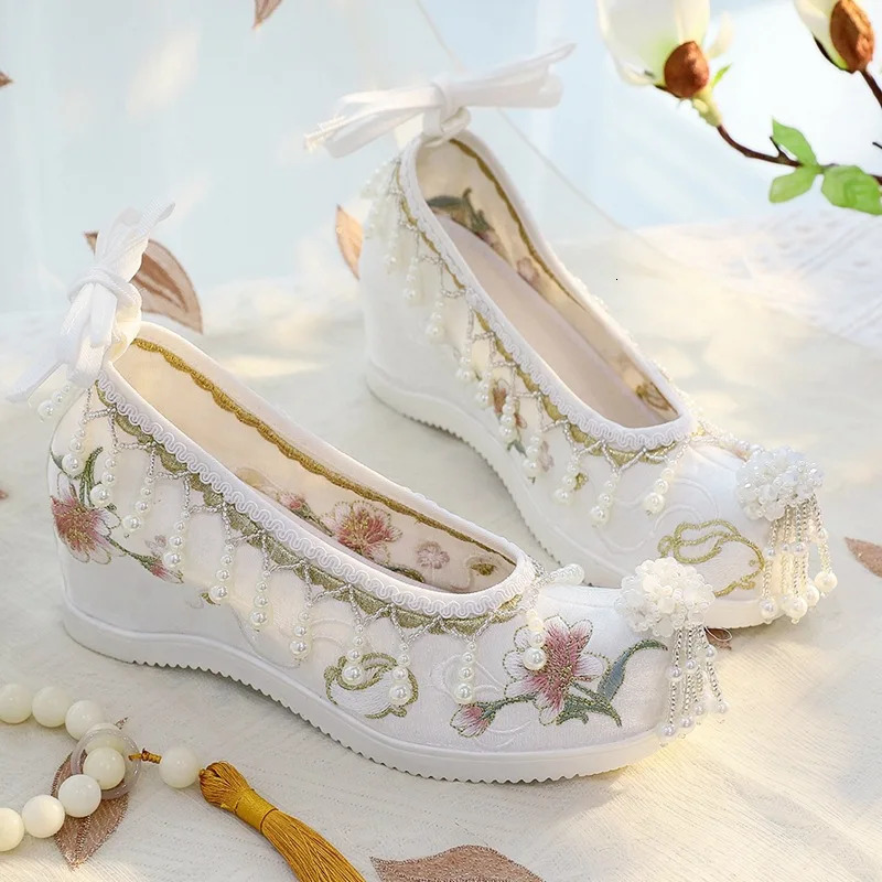 Spring Summer High Heel Hanfu Shoes Embroidered Chinese Style Wedding 260208