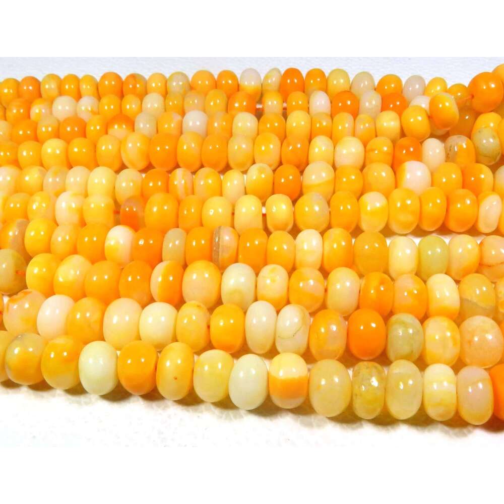 Natural Orange Dyed Opal Gems Rondelle Beads 9Mm Smooth Polished Loose Gemstones 16" Strand Top Grade Wholesale Lot For Jewelry