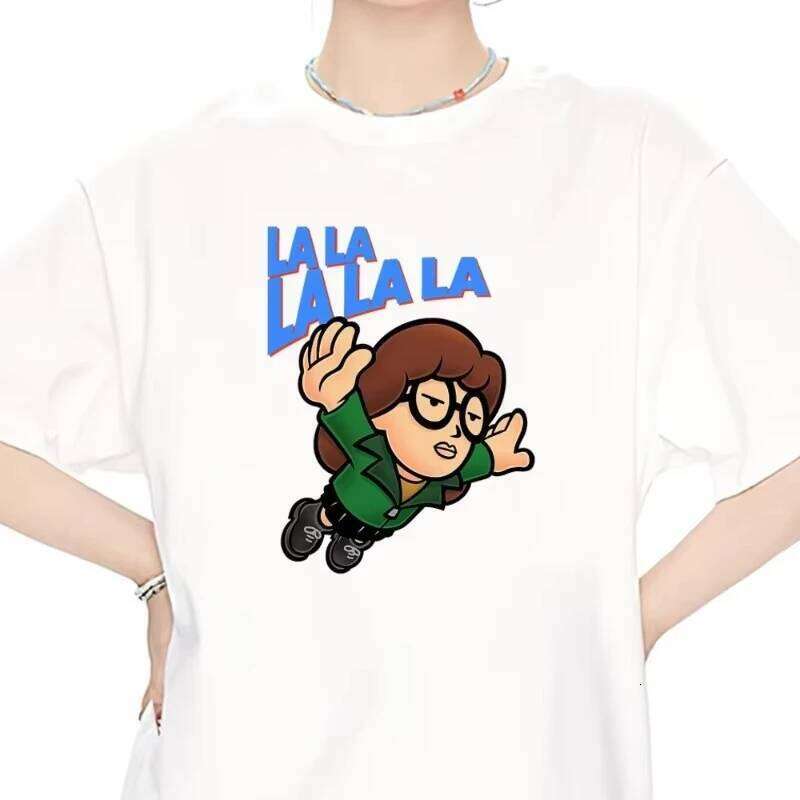 Daria Cartoon Graphic T-Shirt Women Couples Short Sleeve Round Neck Casual Cotton Top C260207
