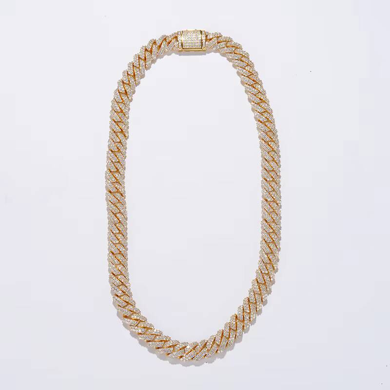 Hip Pop Fashion Moissanite Necklace 925 Sliver--white Gold Cuban Chain