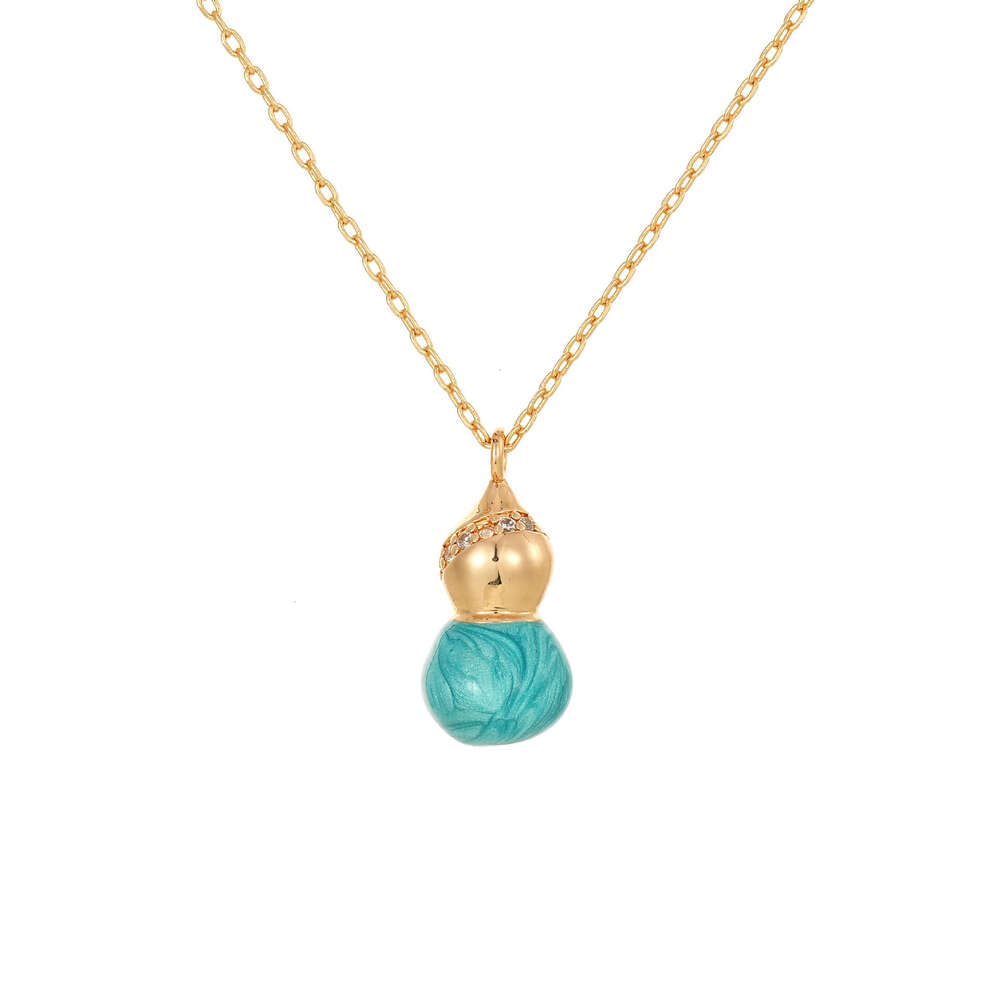 New oil-drip gourd pendant necklace and earrings high-end, stylish, light luxury collarbone chain, commuter choker