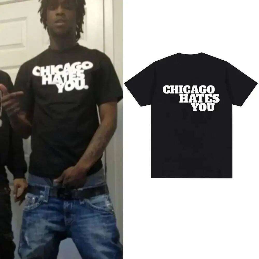 Fashion Hip Hop Casual Short Sleeve Graphic T Shirts Y2K Chief Keef Chicago Rapper Hate Yourself T-Shirt Unisex C260207