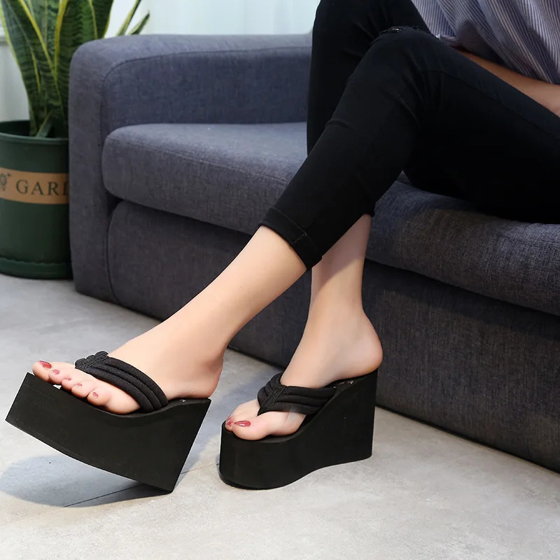 Women Beach Flip Flops Soft EVA Slippers Summer Platform Shoes Woman Super High Heels Female Fashion Slides Wedges Sandals 260208