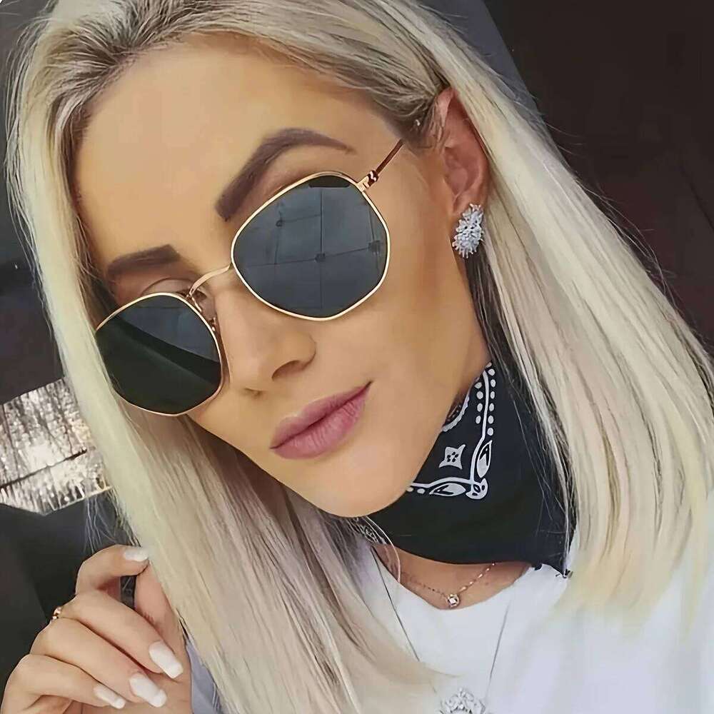2025 Hxagon Sunglasses Women Brand Designer Sun Men Square Metal Frame Driving Fishing Glasses Goggle Zonnebril Mannen Y260207