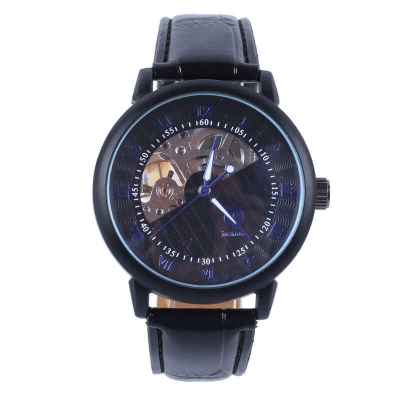 Hot-Selling Genuine Leather Men's Fashion Casual Skeleton Half hollow out Design Mechanical Watch