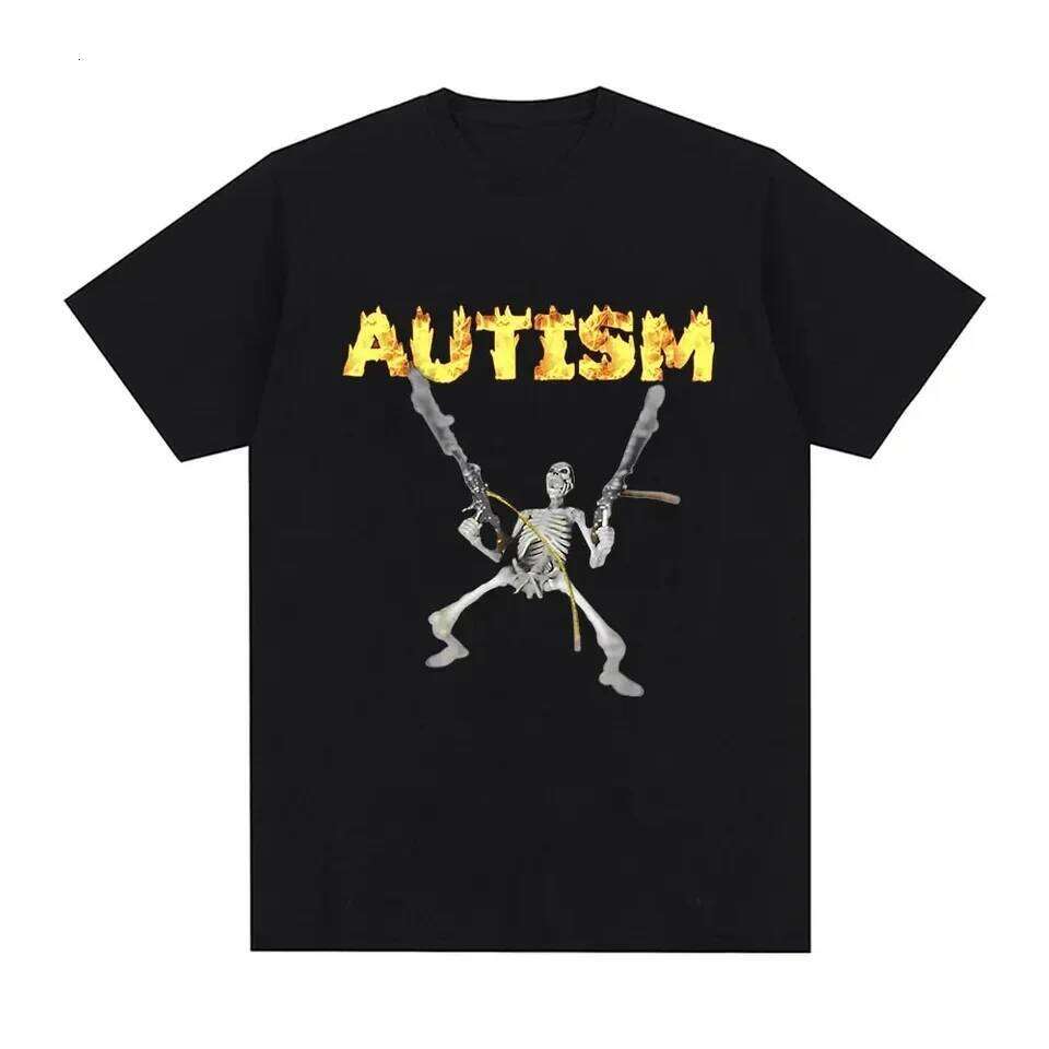 Autism Skeleton Meme T Shirt Humor Funny Skull Men Women Fashion Hip Hop T-shirt Casual Cotton Short Sleeve Oversized T-shirts C260207
