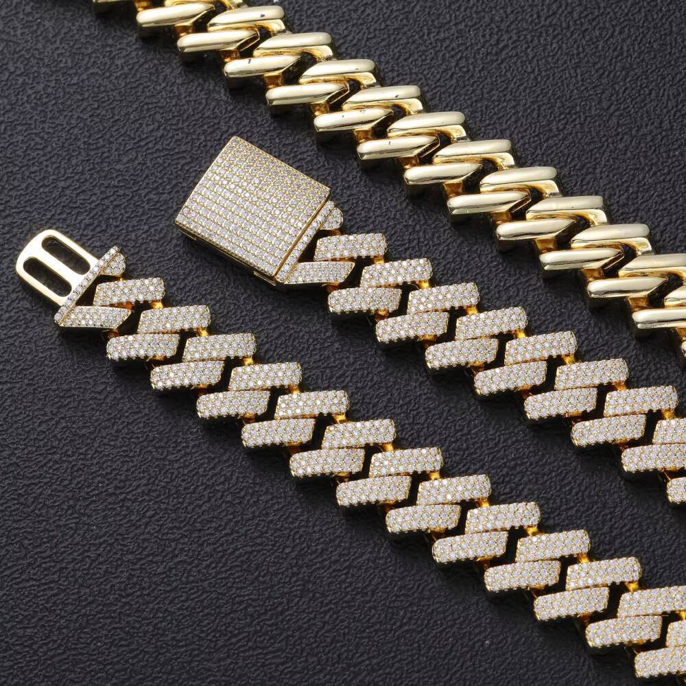 2026 Hot Sale Mans Cuban Chain 15mm 18mm S925 Silver Necklace Ice Out Moissanite Bling Jewelry Cuban Link Chain