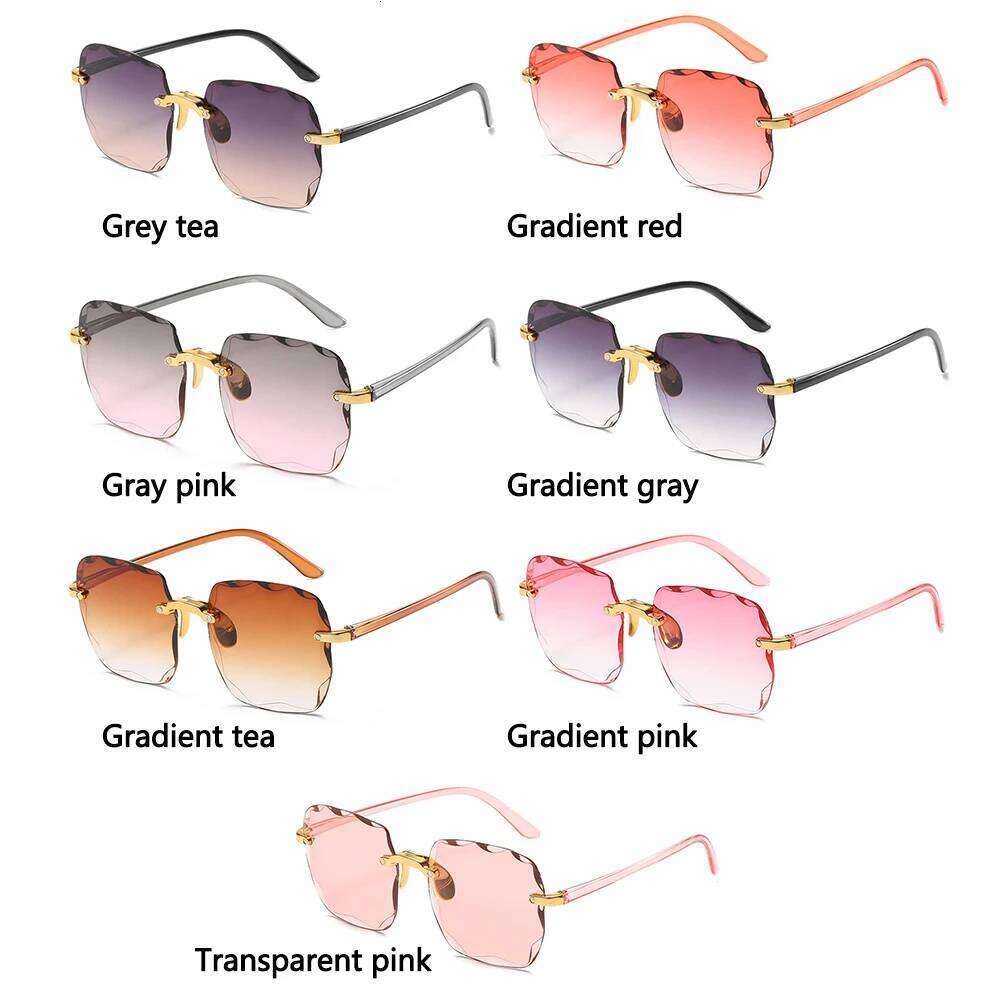 Vintage UV400 Gradient Sun Glasses Frameless Shades Eyewear Square Rimless Sunglasses for Women Y260207