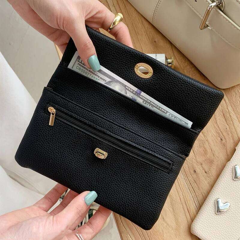 Fashion PU Leather Envelope Wallets Metal Buckle Korean Style Women Long Clutch Zipper Coin Purse Change Bag Outdoor Y260206