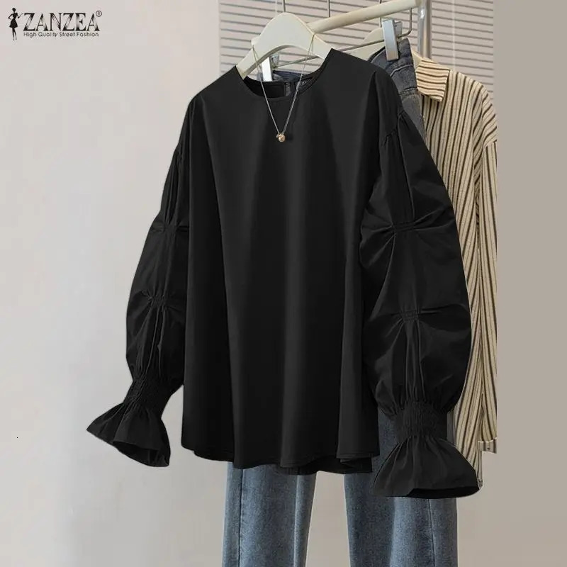 2026 ZANZEA Spring Elegant Long Sleeve Blouse Stylish Women Tops Office Work Shirt Casual Solid Color Buttons Blusas Mujer Femme 260207