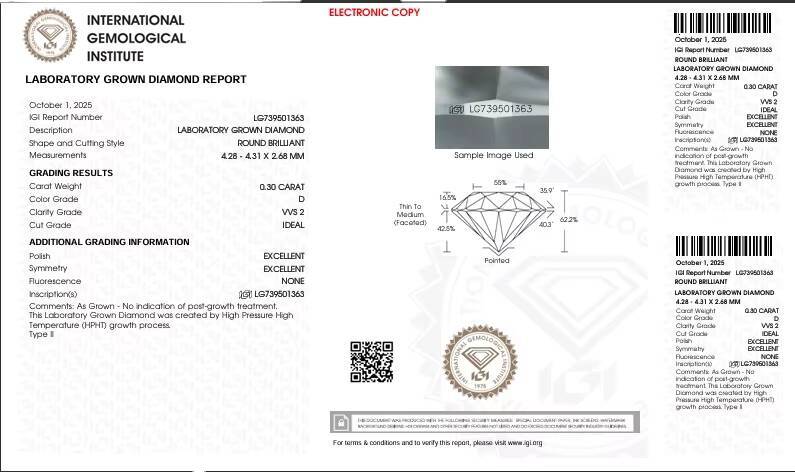Polished 03ct 04ct 05ct D VVS2 Loose Lab Grown Brilliant Cut Diamonds Starsgem Factory Supply IGI Certificate Laser Drilled