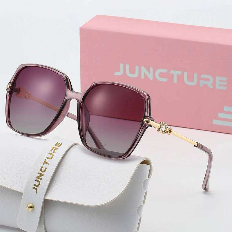 JUNCTURE Polarized Fashion Square Sun Gradient Lady Glasses Party Holiday Gifts Sunglasses for Women Y260207