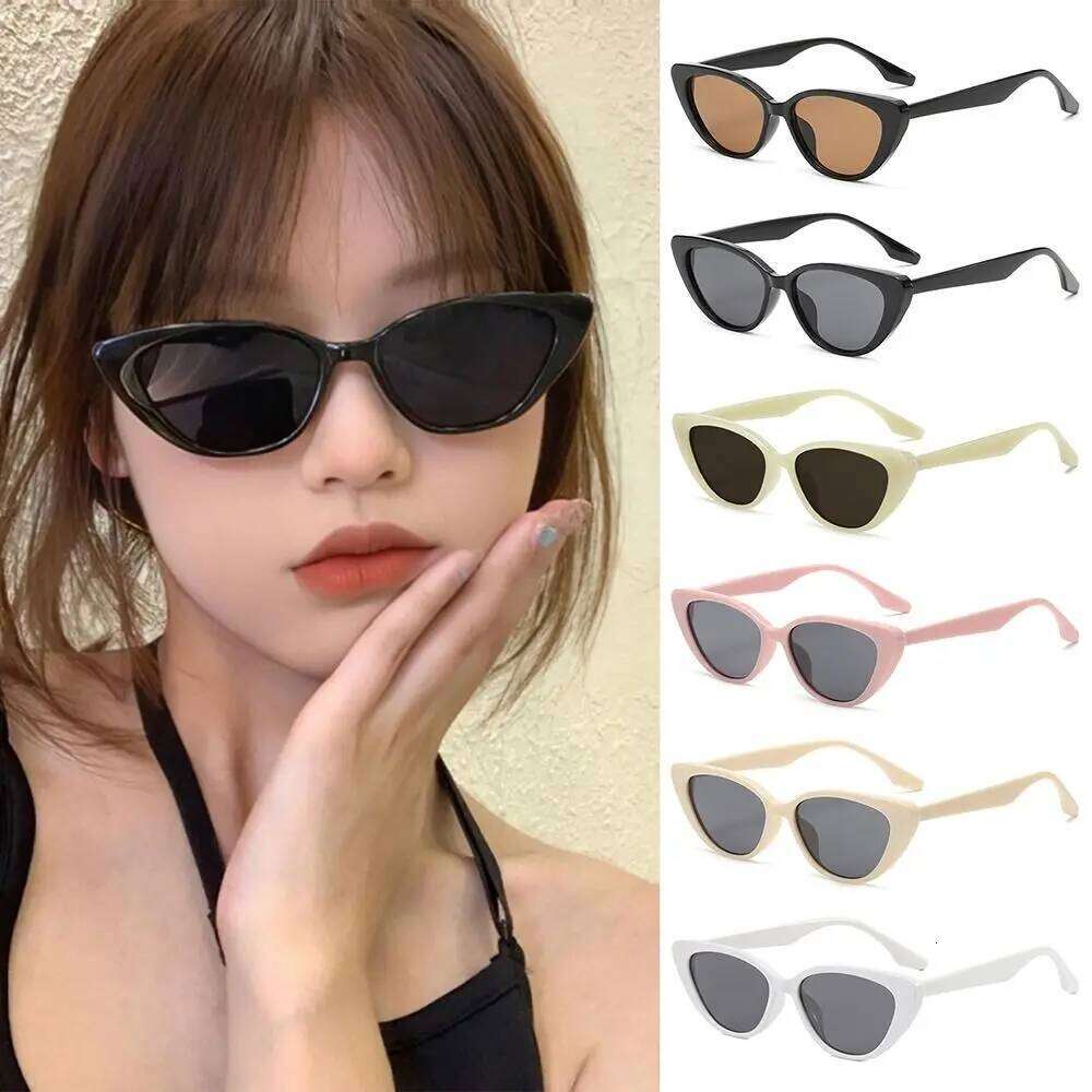 Cat Eye Shape Sunglasses Small Frame Beach Protection Sun Fashion UV400 Shades 90s Glasses Summer Eyewear Y260207