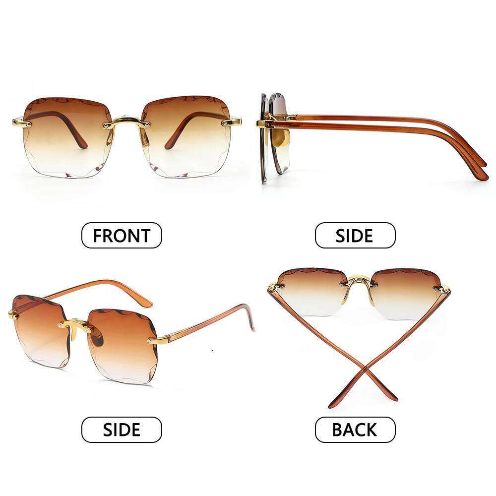 Vintage UV400 Gradient Sun Glasses Frameless Shades Eyewear Square Rimless Sunglasses for Women Y260207
