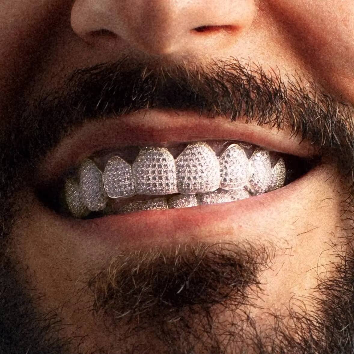 Custom 925 Sterling Silver Custom Made Personalized Vvs Vvs1 Moissanite Diamond Hiphop 14K White Gold Iced Out Grillz Bling