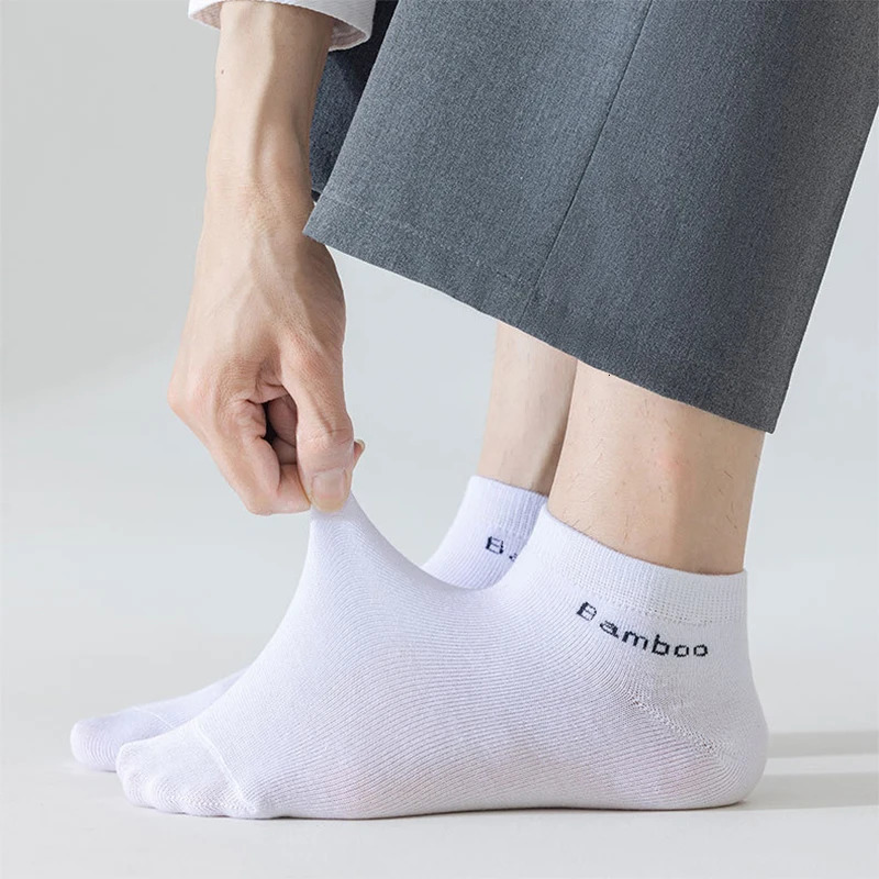 51015 Pairs Mens Bamboo Fiber Socks Short High Quality Casual Breatheable Anti-Bacterial Man Ankle Socks Men Size 38-45 260202