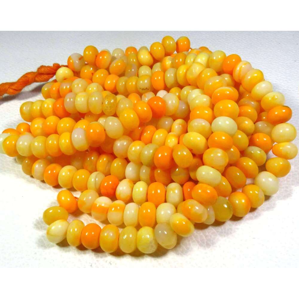 Natural Orange Dyed Opal Gems Rondelle Beads 9Mm Smooth Polished Loose Gemstones 16" Strand Top Grade Wholesale Lot For Jewelry