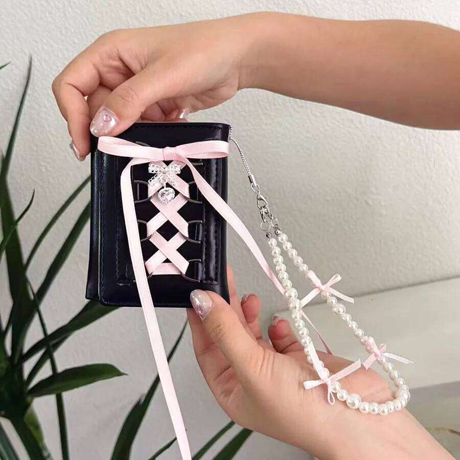 Silver/black Sweet Y2k Women's Wallet with Pendant Designer High-quality Short Coin Korean Style Cute Casual Purse Y260206