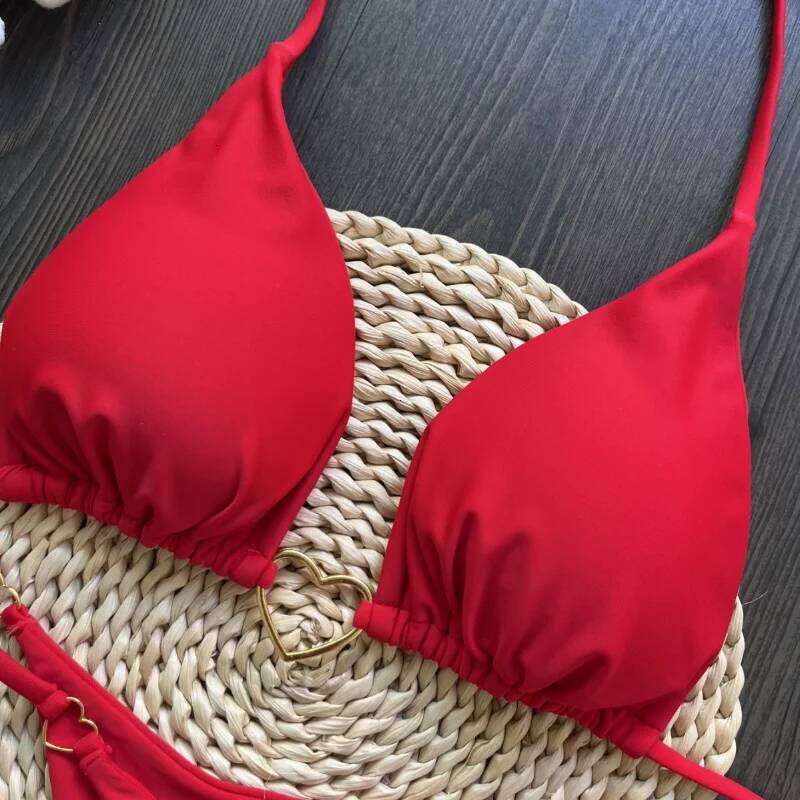 2025 Solid Color White Bikini Women Suit Low Waist Lace-up Swimsuit Two-piece Set swimwear women bathing suit C260207