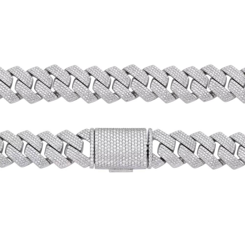 20mm Iced Out Pass Vvs Moissanite Diamond Tester Bling Cuban Link Chain Necklace 925 Sterling Silver Men Hip Hop Cuban Link Chain