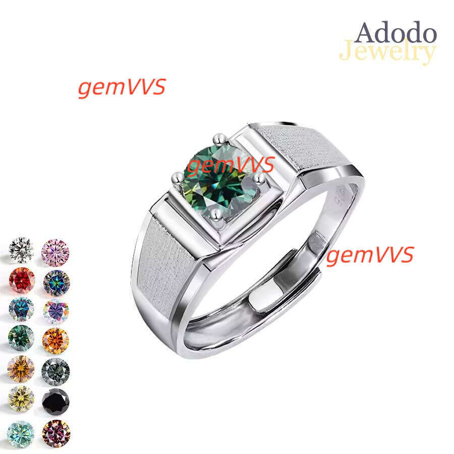 Simple Fashion 925 Silver Rhodium Plated Mens Engagement Diamond Rings Round Cut 1Ct VVS GRA Multi Colorful Moissanite Jewelry
