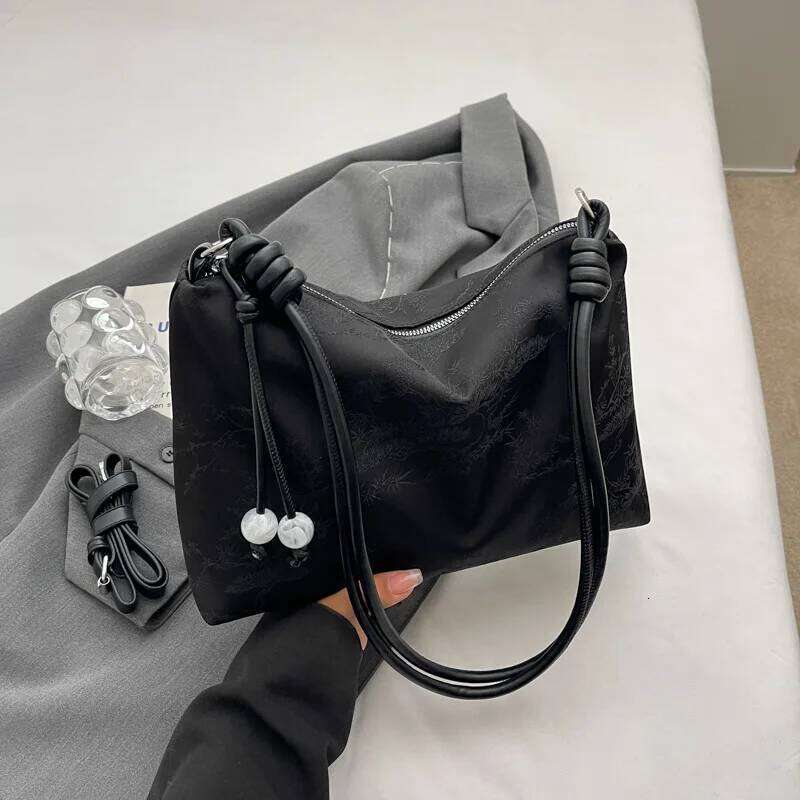 Brand Shoulder Fashionable Chinese Style Polyester Embroidered Tote Bag Large Capacity Women's Armpit Zipper Handbag
