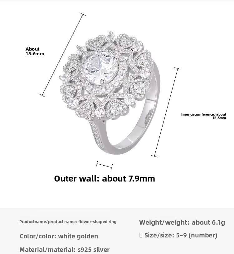 Custom Cubic Zirconia Engagement Ring Europe and America 925 Sterling Silver Diamond Womens Wedding Ring