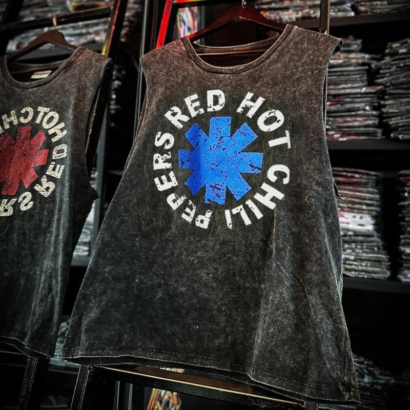 Mens Vintage American Rock Band Printed Washed Vest Sports T Shirt Sleeveless Tee HipHop Gym Clothing Tank Tops Summer 2025 260208