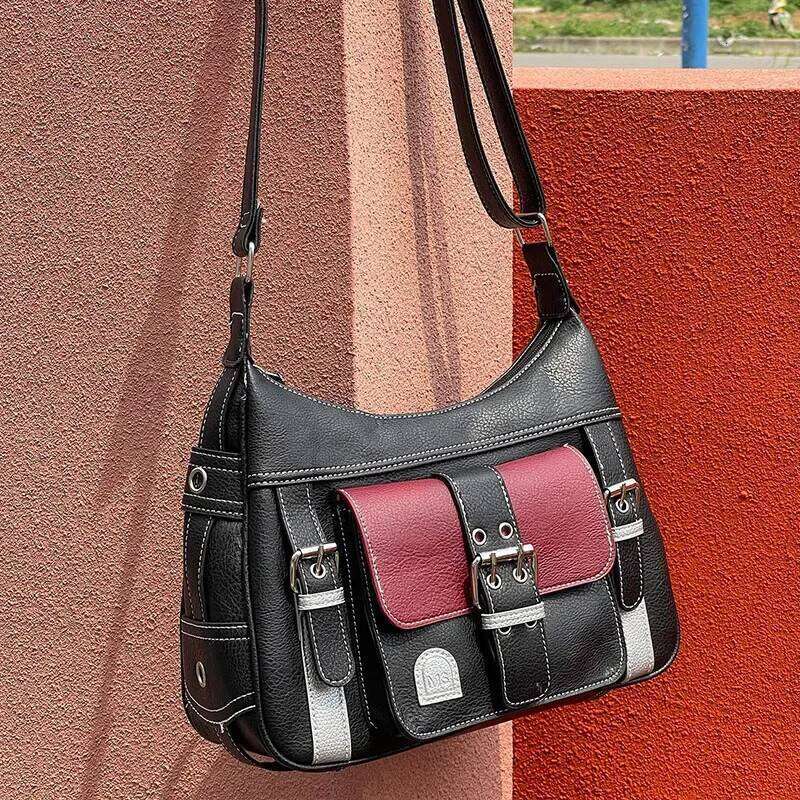 Patchwork Shoulder Bags For Women Soft Pu Leather Crossbody Daily Shopping Messenger Street Cool Gilrs Armpit Bag Purses C260207