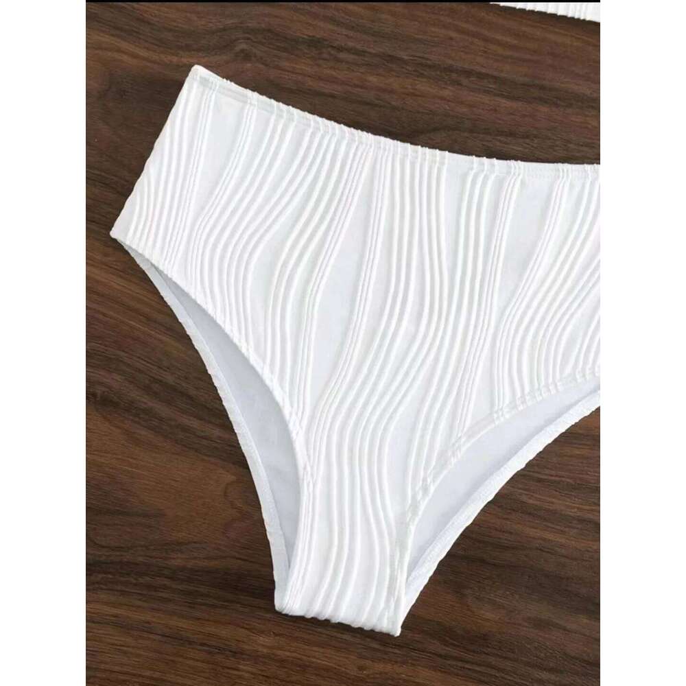 2025 Sexy Wasited Swimsuit Women Solid White Bikini High Neck Swimwear Female Bathers Bathing Swimming Swim Suit Beachwear C260207