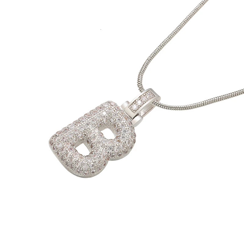 ZHUKOU 125x500mm Fat and lovely crystal brass silver color letter necklace for women friends birthday gift model VL34 260124