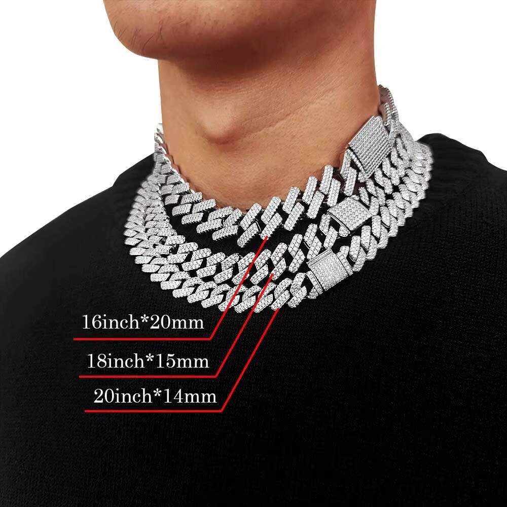 Wholesale Hip Hop Jewelry White Gold Plated Cuban Link Chain Iced Out 15mm Cuban Chain Cuban Link Chain Necklace