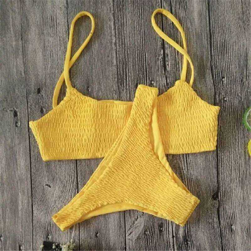 Sexy Bikini Women Push-up Pleated Triangle Padded Bra Thongs 2 Pieces Set Swimsuit Beach Bathing Suit Swimwear C260207