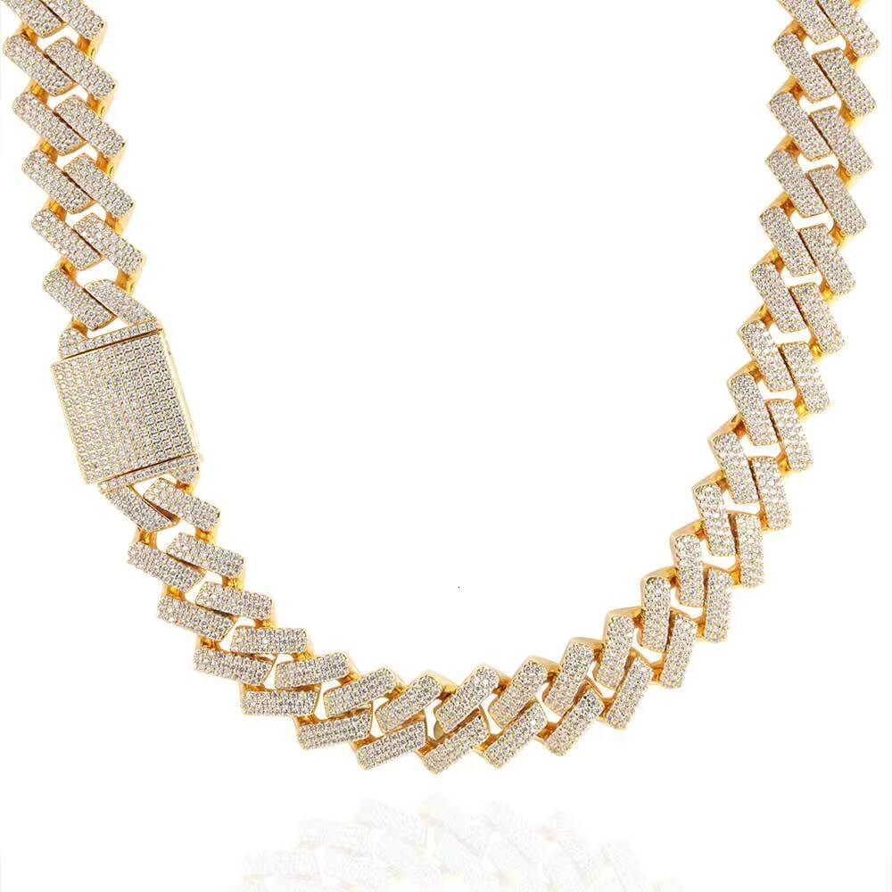 Wholesale Hip Hop Jewelry White Gold Plated Cuban Link Chain Iced Out 15mm Cuban Chain Cuban Link Chain Necklace