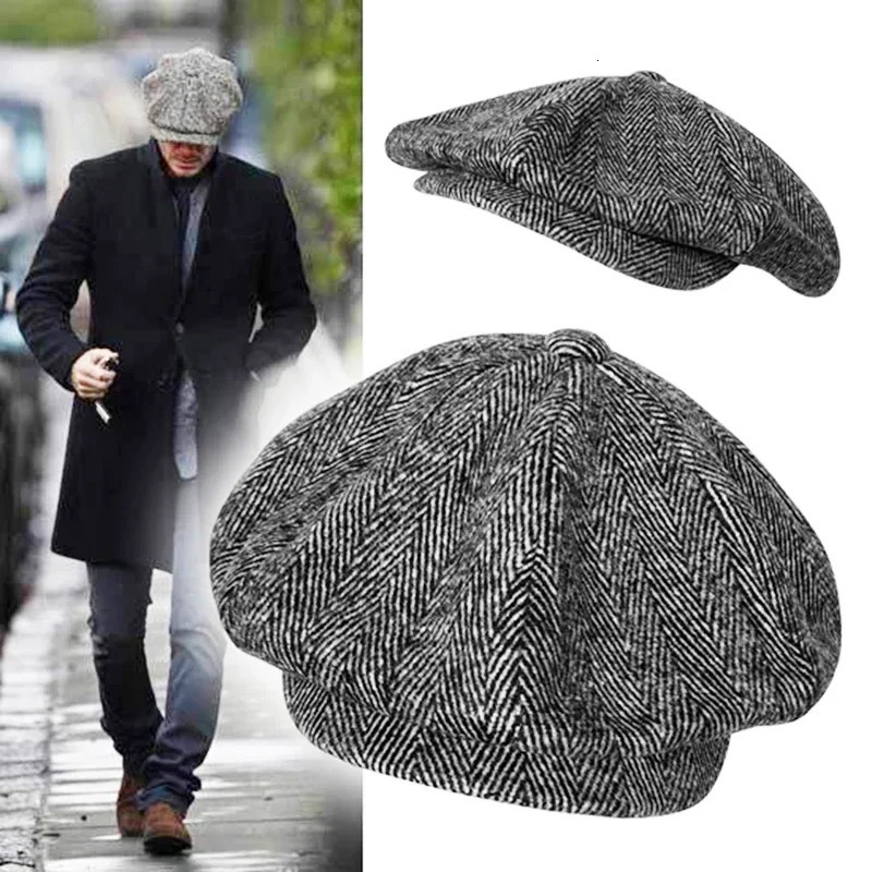Wool sboy Cap Men Grey Herringbone Flat Caps Women Men British Painters Hat Soft Autumn Winter hats Octagonal Cap BLM09 260205