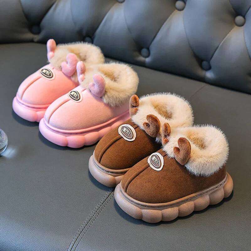 Children Winter Fashion Cartoon Soft Soled Warm Non-slip Girls Home Outdoor Boys Thick-soled Wool Cotton Shoes H260207