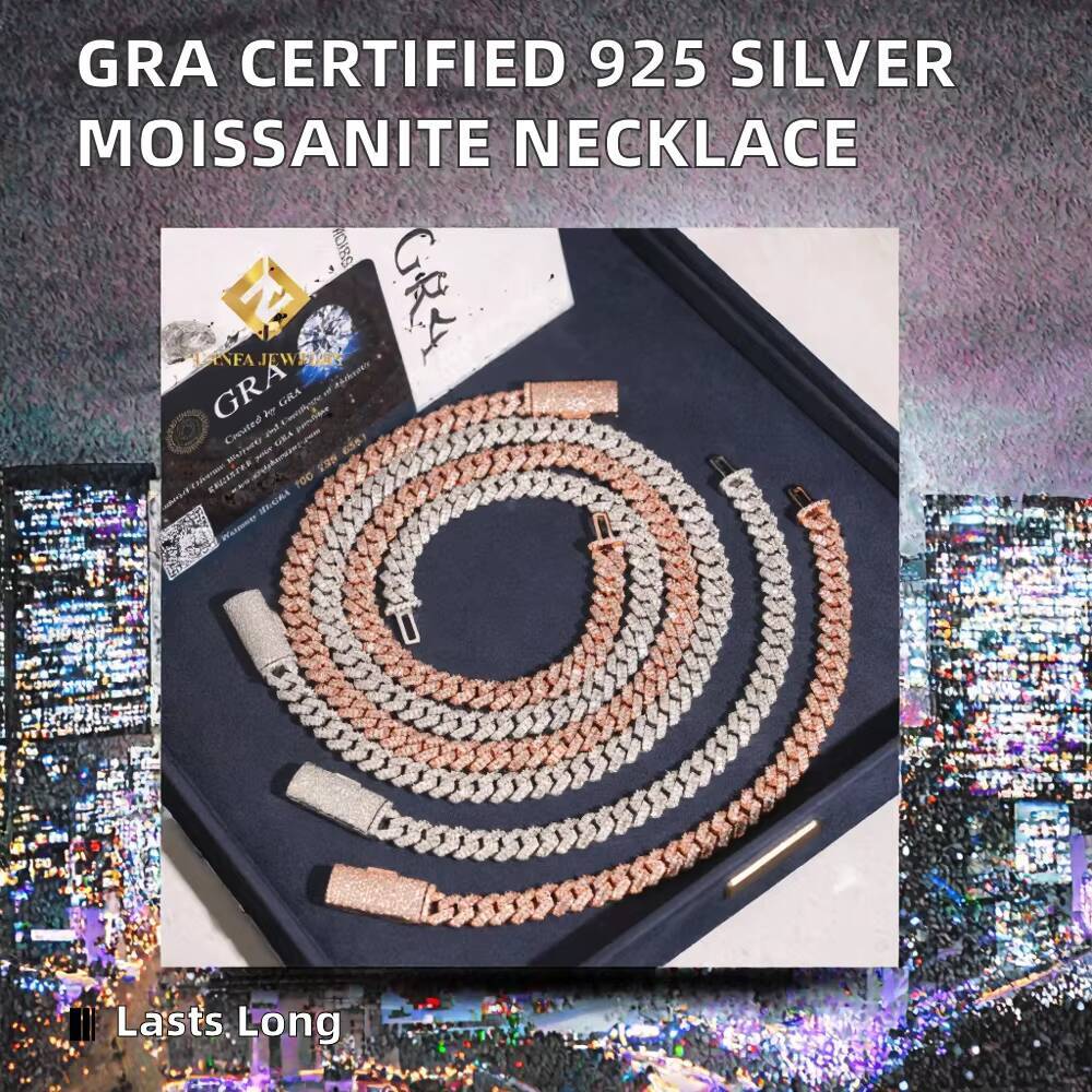 Hot Sale 925 Silver Cuban Link Chain VVS GRA Certificate 8MM Iced Out Hip Hop Moissanite Necklace Fashion Accessory