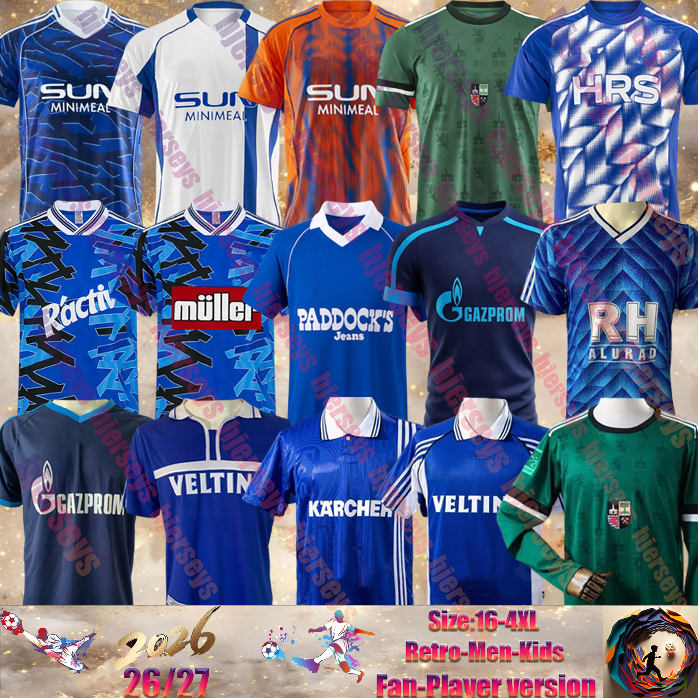 25 26 FC Schalke 04 150 anniversary Soccer Jerseys KARAMAN Retro 1988 89 92 93 94 96 97 98 00 02 10 11 YOUNES SCHALLENBERG TEMPELMANN SYLLA Schalke men kids Football Shirt