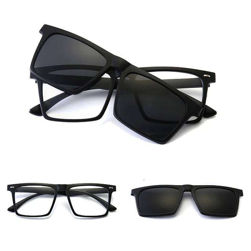 2302A 2 IN 1 Polarized Sunglasses Square Frame Magnetic Clip On Glasses TR90 Optical Prescription Eyeglass Frames Magnet Clips Y260207