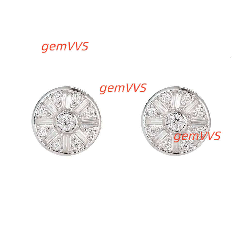 Hip Hop Fashion Luxury 925 Sterling Silver Rhodium Plated VVS Moissanite Diamond Screw Back Stud Earring For Men Women